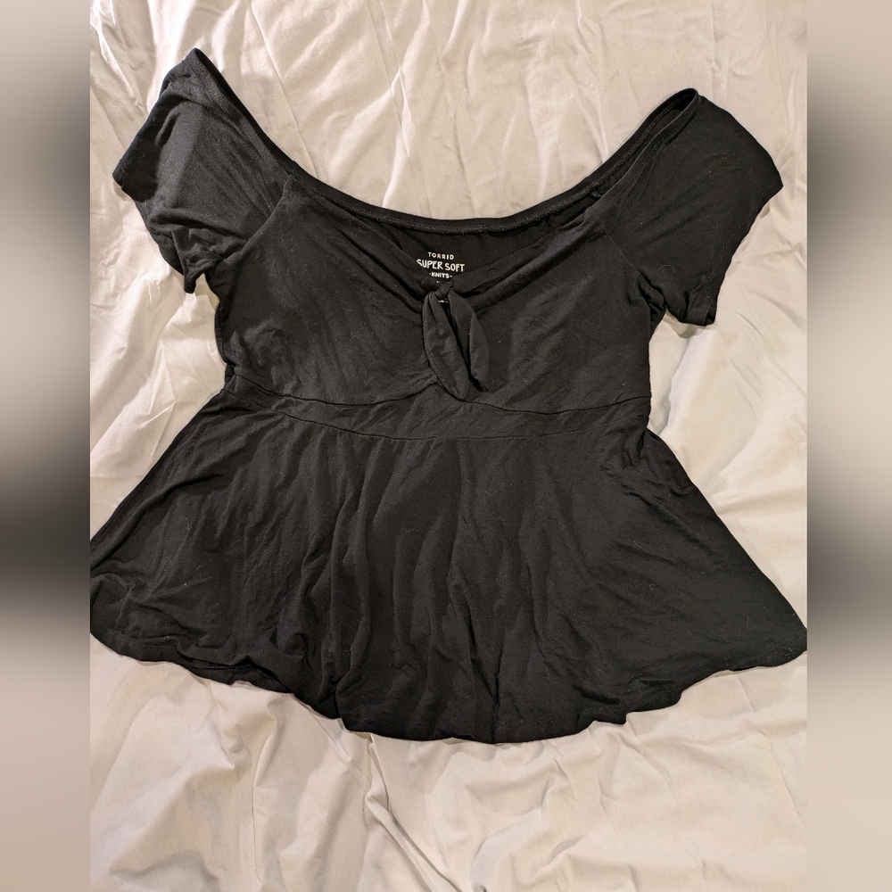 3X Torrid Super Soft Knits Off Shoulder Sailor Top